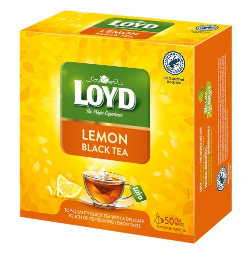 Klasický čierny čaj s citrónom Čierny čaj citrón veľké balenie 50T LOYD