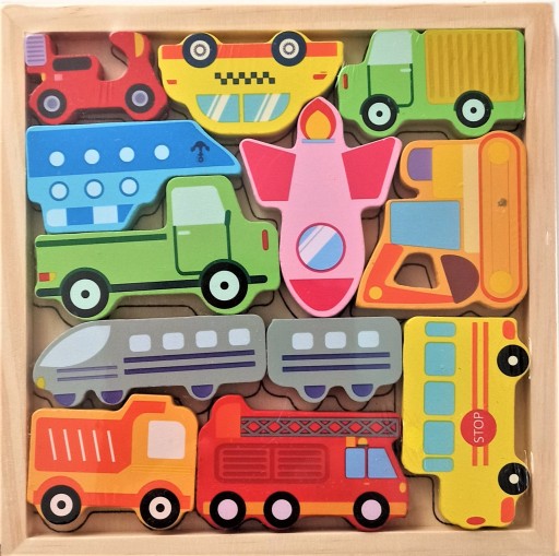 DREVENÉ BLOKY PUZZLE VZORY PUZZLE MONTESSORI