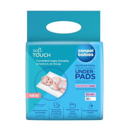 CANPOL BABIES MULTIFUNKČNÉ HYGIENICKÉ VLOŽKY JEDNORÁZOVÉ 33x45cm 20ks