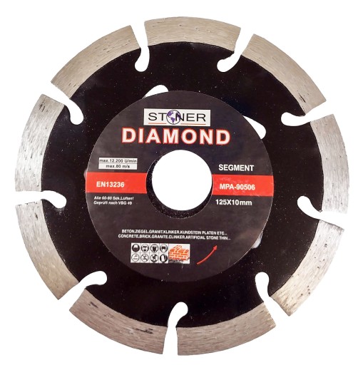 DIAMANTOVÝ DISK NA BETONOVÉ TEHLY KOCKA 125 x 22,2 MM SEGMENTOVANÝ KAMENER