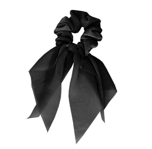 Gumička, gumička do vlasov, mašľa, dlhý čierny šál, elegantné