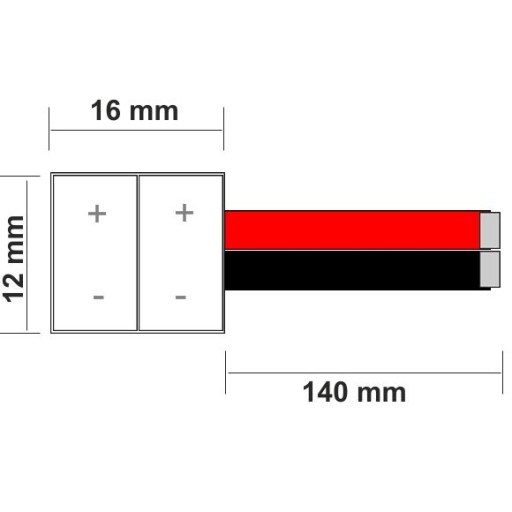 8mm jednostranný LED páskový konektor s káblom