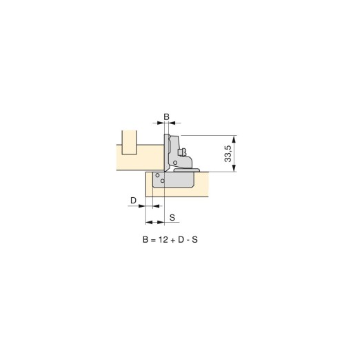 Krátky nábytkový pánt Emuca 15 x 10 mm + vodítko 2 kusy