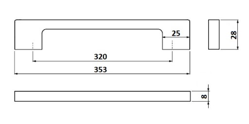 TECHNO MODERNÁ NÁBYTKOVÁ ÚCHYTKA ČIERNA MAT-320 MM