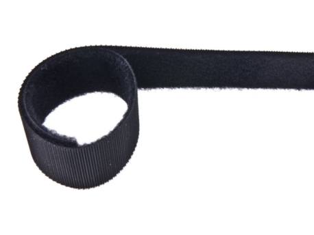 Páska na suchý zips 30mm, obojstranná, čierna, nízky kábel