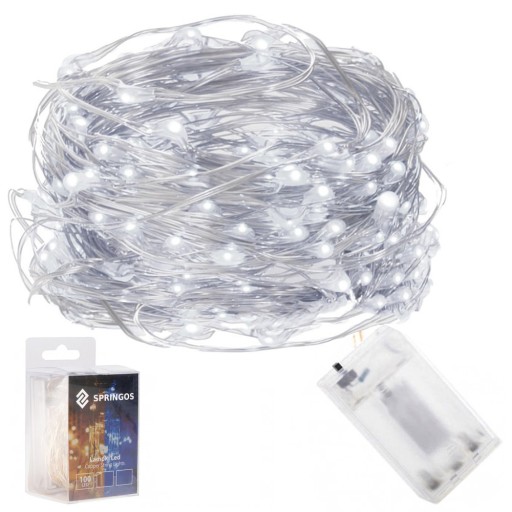 Svetlá na vianočný stromček, 100 LED drôtov, studená biela