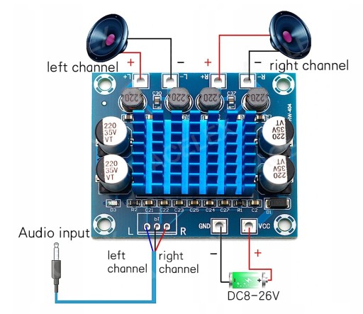 STEREO zosilňovač 2x 30W TPA3110 Modul 12V 24V