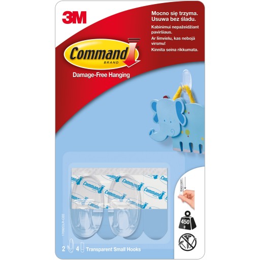 COMMAND 3M TRANSPARENTNÉ MALÉ HÁČKY 2KS 17092