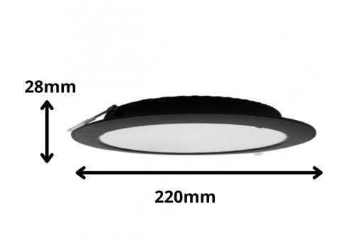 Zapustené stropné LED svietidlo Plafon okrúhle čierne 18W 4000K 22cm