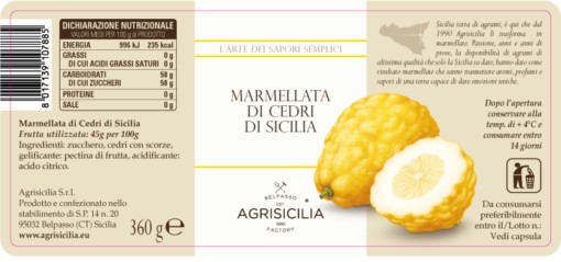 Agrisicilia sicílska cédrová marmeláda 360 g