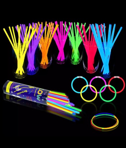 fluorescenčné náramky, LED tyčinky, náramky, chemické svetlo