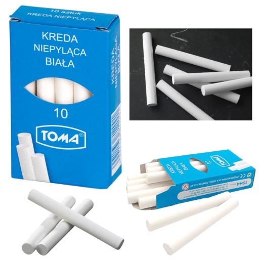 Biela bezprašná školská krieda, 10 ks