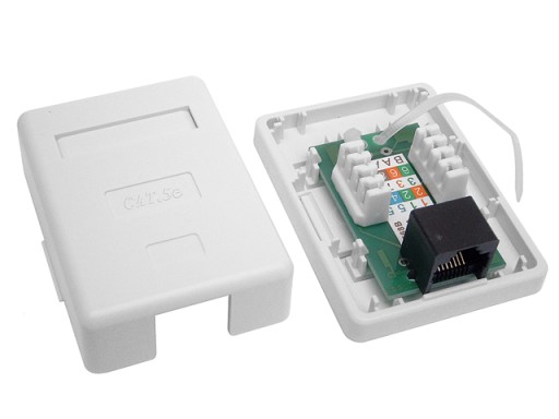 Zásuvka 1x RJ45/8P8C UTP cat.5E povrchové LSA kontakty