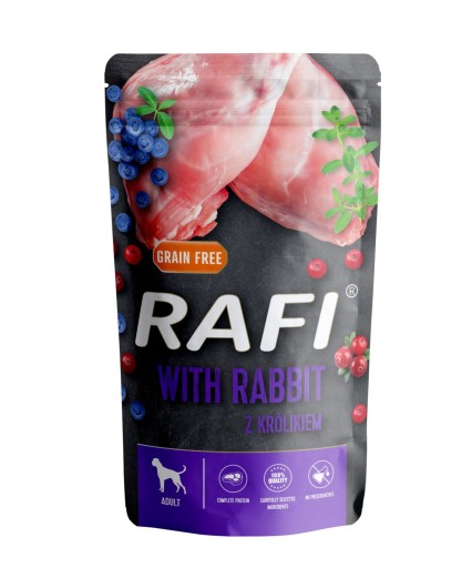 RAFI KLASIKA S KRÁLIKOM, ČUČORNÍKOU A BRUSNICOU 500G MOKRÉ KRMIVO PRE PSA