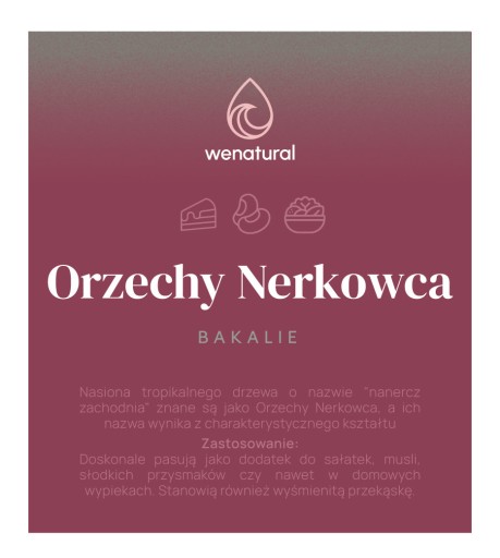 Kešu orechy 500g Wenatural, lúpané, nesolené, veľké palacinkové chuťovky