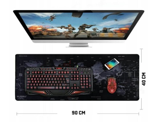 VEĽKÁ KLÁVESNICA PODLOŽKA POD MYŠ PRE CELÝ STOL GAMING 90X40CM XXL