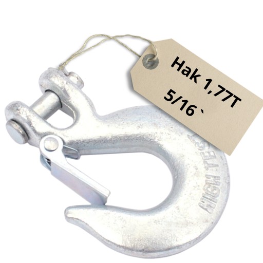 Hák na lano navijaka, karabína s okovom a istením WINCH 1.77T