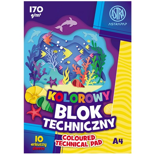 FAREBNÝ TECHNICKÝ BLOK ASTRA A4 10 listov 170g ŠKOL.