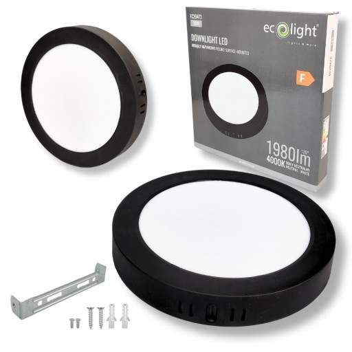 Plafond prisadené svietidlo LED okrúhle 18W 1980LM 4000K neutrálna čierna IP20