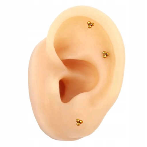 PIERCING Zlaté náušnice Labret s guličkami, oceľ Ch. 316L Helix Tragus 1,2/6/3