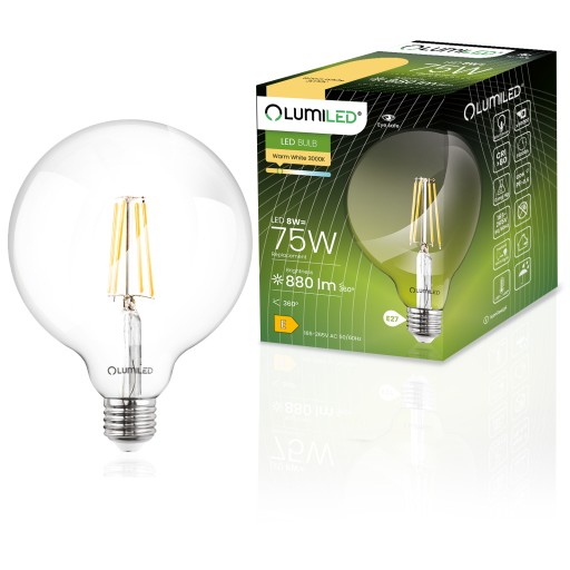 LED žiarovka E27 G95 FILAMENT 8W GLOBE LUMILED