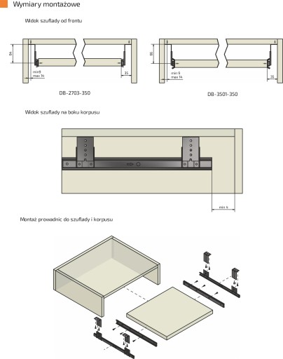Guľôčkové vedenie pre poličku klávesnice H-27mm L-350mm DB/2703-350 AMIX