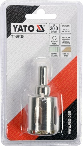 DIAMANTOVÁ VŔTAČKA YATO PRE KAMENNÉ SKLO OTVOROVACIE PILY 30 mm
