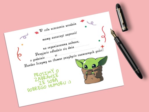 POZVÁNKA NA NARODENINY DIEŤAŤA BABY YODA GROGU + OBÁLKA ZDARMA