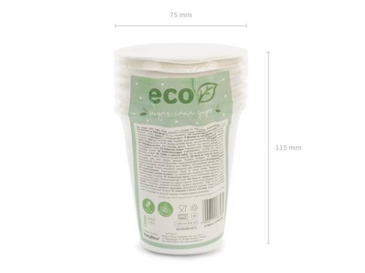 Poháre na cukrovú trstinu BIELY 250 ml/6 ks