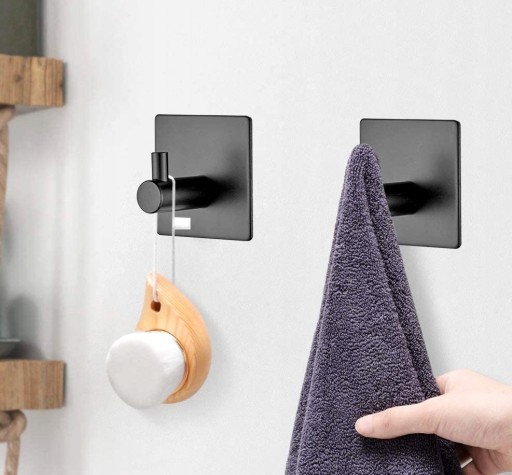 Kúpeľňový háčik SAMOLEPIACI vešiak 3ks LOFT 3M páska čierny uterák