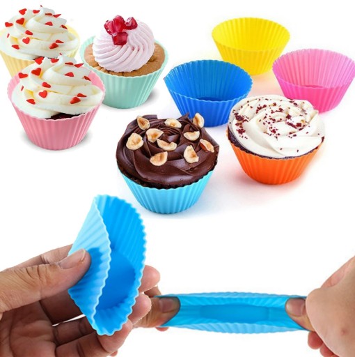 KOLÍČKY NA MUFFIN, SILIKÓNOVÉ, farebné KOŠÍKY NA MUFFIN, 6 ks.
