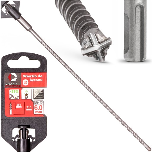 NÁSTENNÁ VŔTAČKA 6 x 310 mm SDS-PLUS KRÍŽOVÝ BETÓN PRE SDS VŔTAČKU