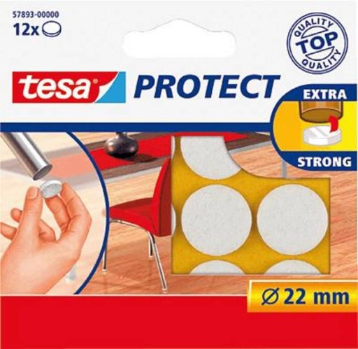 Plstené podložky na stoličky tesa table 22mm 12ks BIELY