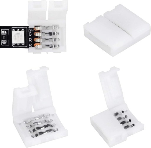 KONEKTOR PRE RGB RGBW LED PÁS 10mm 4PINOVÝ PRIAMY RÝCHLOKONEKTOR BEZ PÁJKY