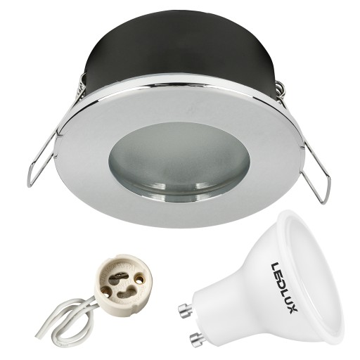 Hermetické svietidlo IP44 D-06 Chróm + LED GU10 1,5W