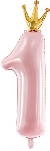 Jednoročný balón CYFRA 1, ružový, 100 cm