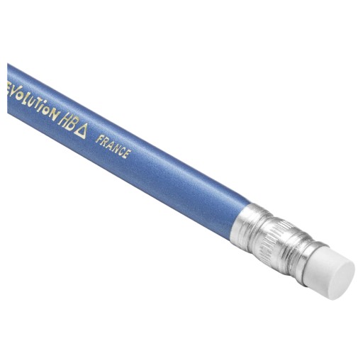 HB BIC Evolution modrá trojuholníková školská ceruzka s gumou