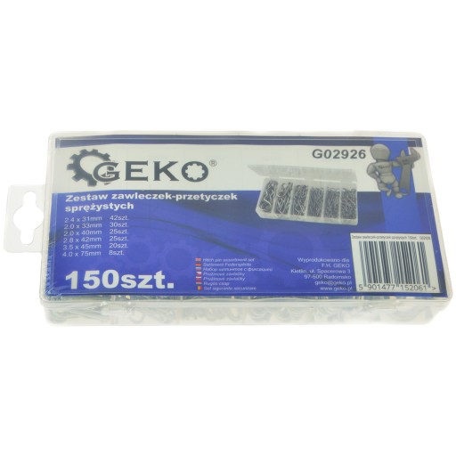 Sada 150 ks pružinových kolíkov, mix veľkostí, GEKO G02926