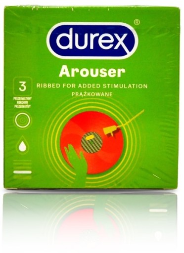 DUREX AROUSER red CONDOMS RIBBED 3 ks.