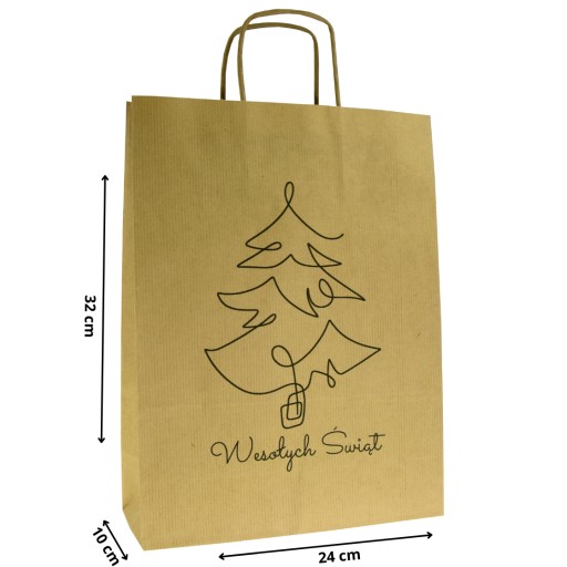 Vianočná taška Merry Christmas VIANOČNÝ STROMČEK 24x10x32cm eko taška s potlačou