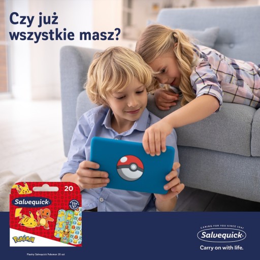 2x náplasti SALVEQUICK POKEMON pre deti VODEODOLNÉ priedušné 20 ks.