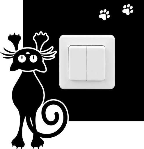 NÁLEPKA NA KONTAKTNÝ VYPÍNAČ ZÁSUVKY S CAT CAT STENA ČIERNA KO45