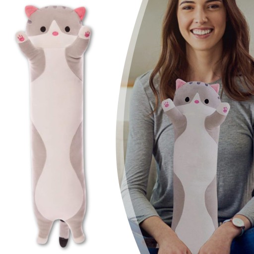 MASKOT PLYŠOVÝ VANKÚŠ HRAČKA HRAČKA HRAČKA HRAČKA DLHÁ MAČKA ŠEDÁ 50cm