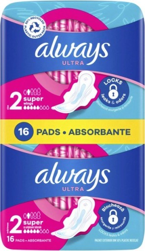 Vždy Ultra Super Plus (R2) náramky s krídlami 16 kusov