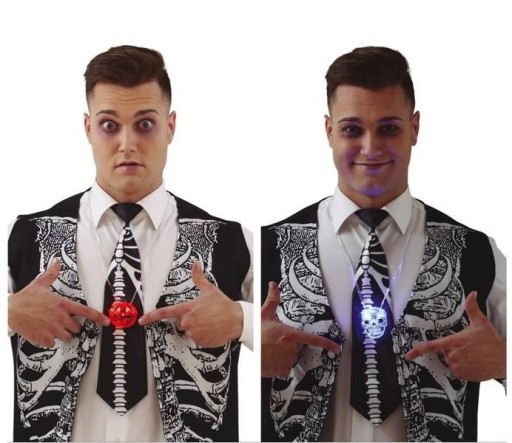 LED HALLOWEENSKÝ NÁHRDELNÍK NÁHRDELNÍK TEKVICOVÁ LEBKA