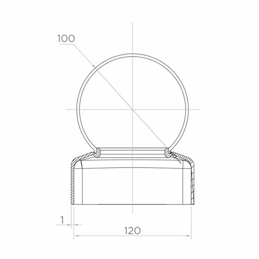 Oceľová strieška na stĺpik 120x120mm, priemer gule 100mm