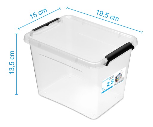 Sada priehľadných plastových nádob s vrchnákom, 2,5L boxy