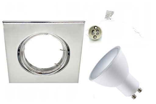SADA Štvorcovej HALOGÉNOVEJ ŽIAROVKY, CHROME EDO + LED ŽIAROVKA