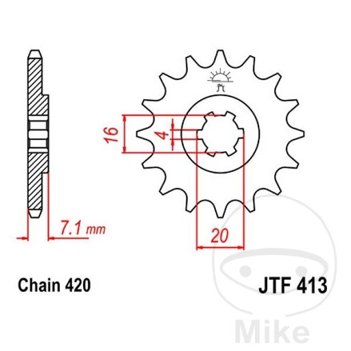 Predné ozubené koleso JT JTF413.14 14z, veľkosť 420