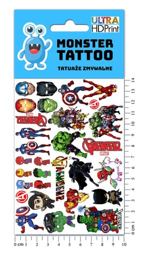 UMÝVAJÚCE DOČASNÉ TETOVANIE PRE DETI DETSKÉ AVENGERS ORIGINÁLNE DIZAJNY